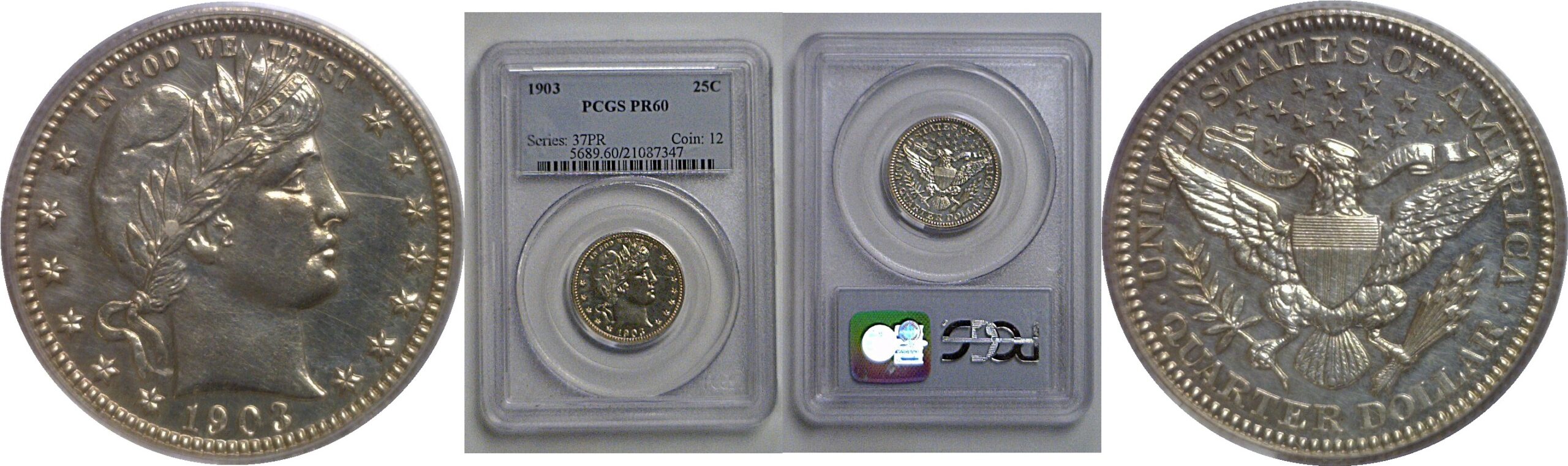 1903 Barber Quarter   PCGS PR-60