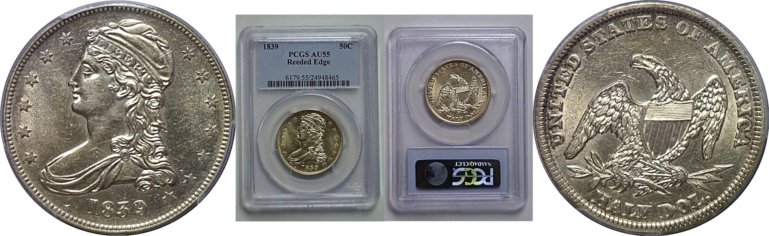 1839 Bust Half Dollar   PCGS AU-55