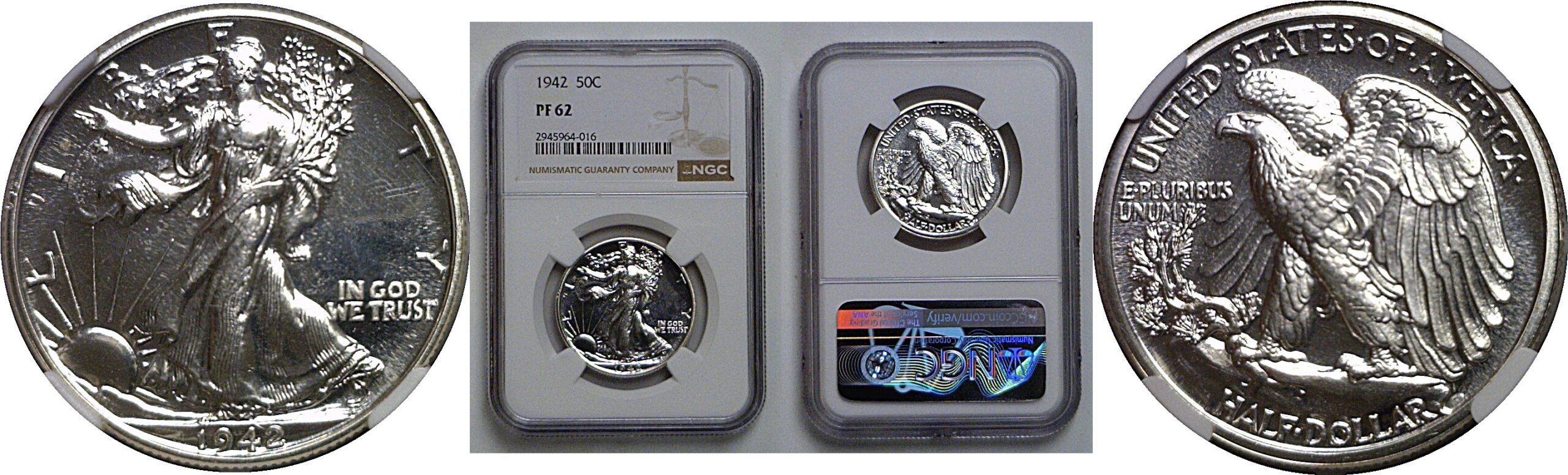 1942 Walking Liberty Half Dollar   NGC PF-62