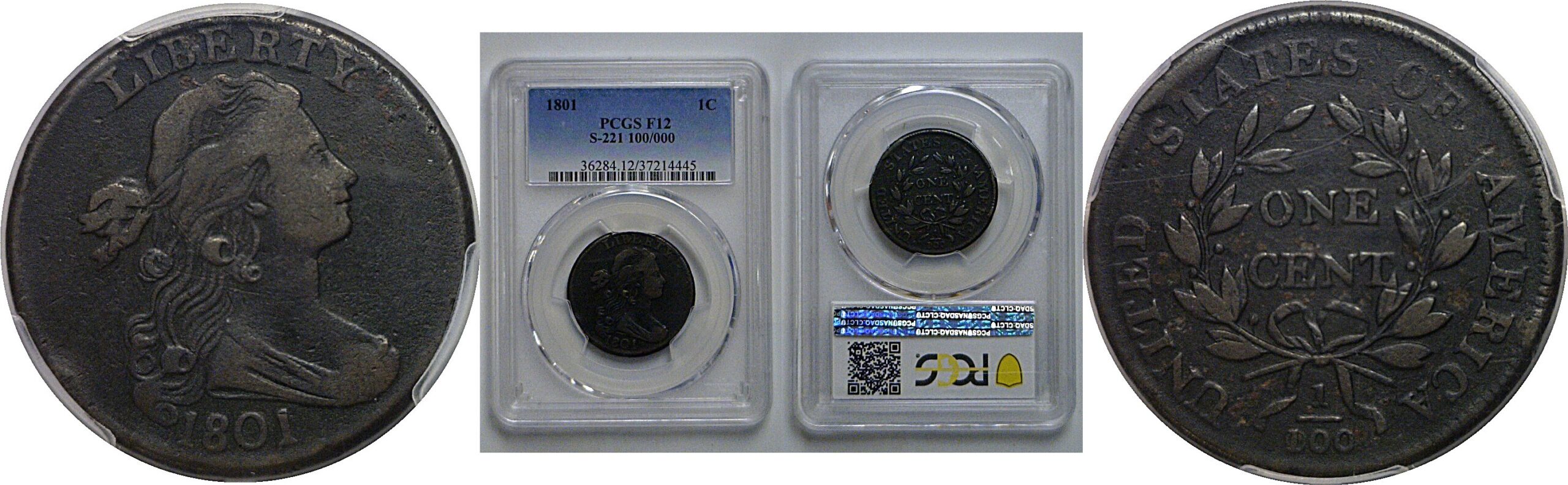 1801 Large Cent   PCGS F-12