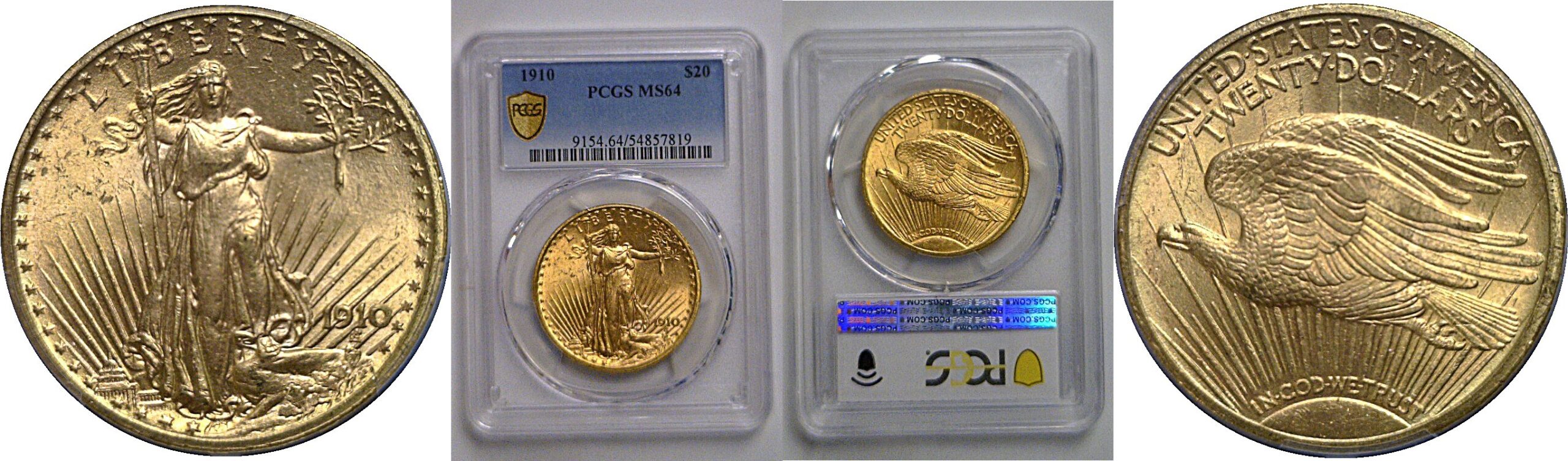 1910 $20 St. Gaudens   PCGS MS-64