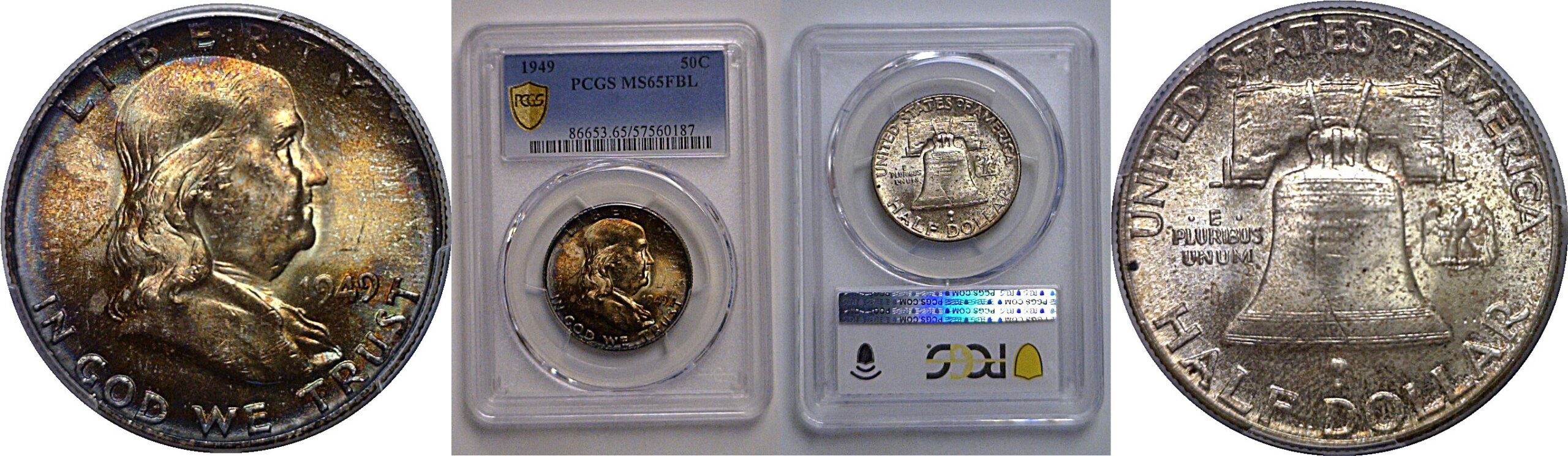 1949 Franklin Half Dollar   PCGS MS-65 FBL