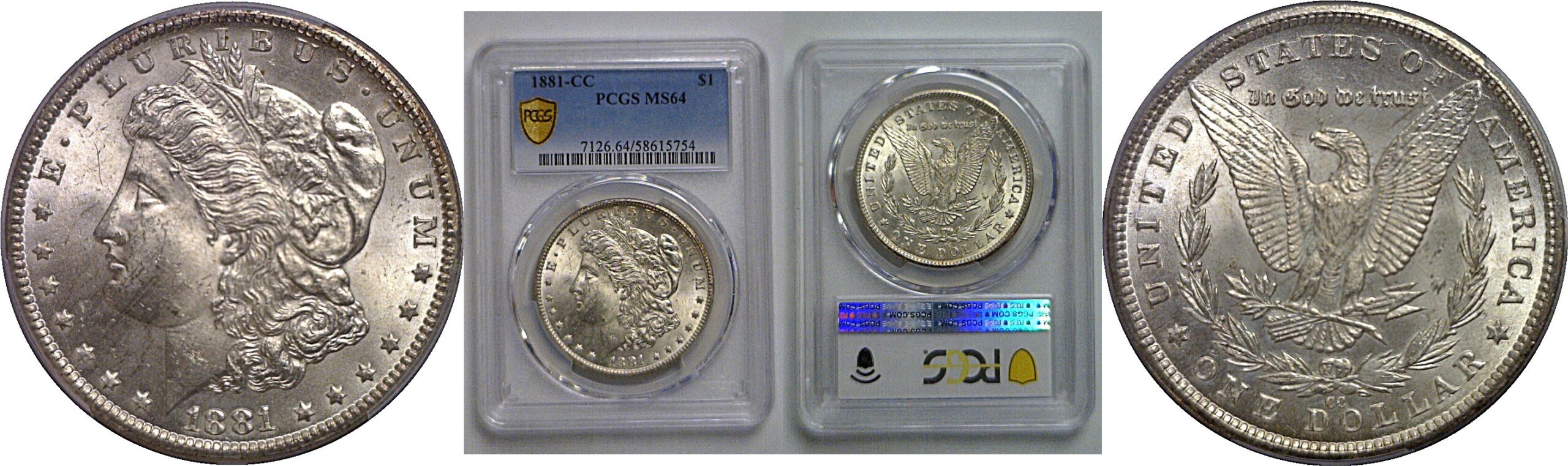 1881-CC Morgan Dollar   PCGS MS-64