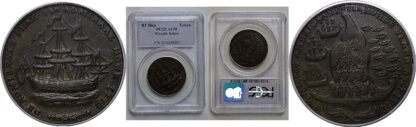 1778-1779  Rhode Island Ship Token, Wreath Below   PCGS AU-50