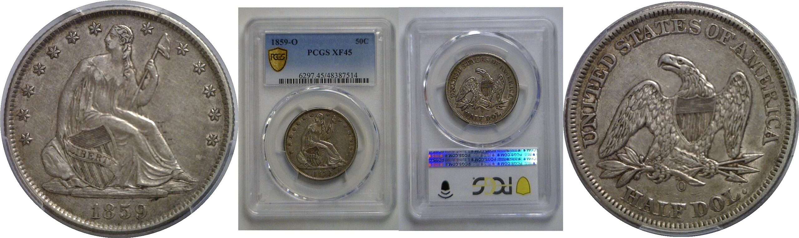1859-O Seated Liberty Half Dollar   PCGS XF-45