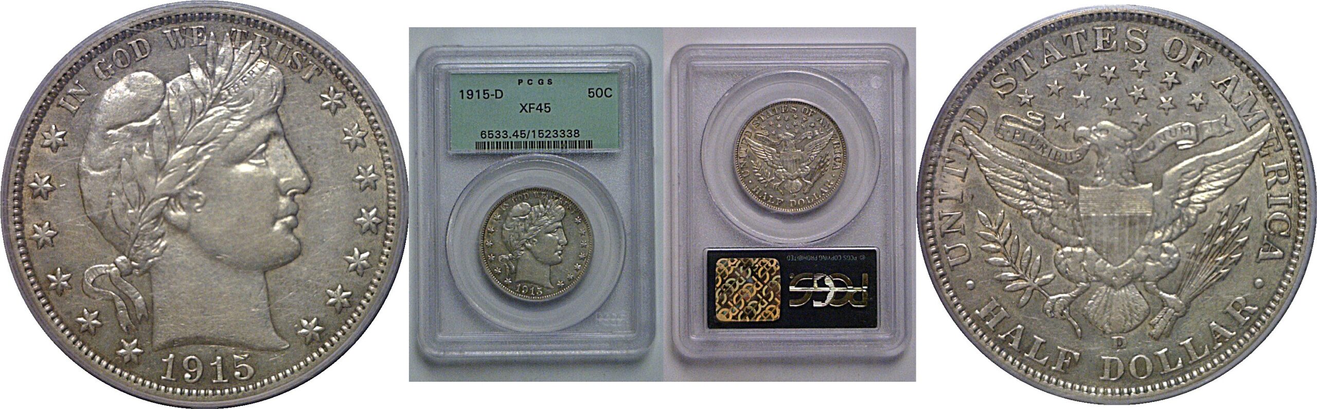 1915-D Barber Half Dollar   PCGS XF-45