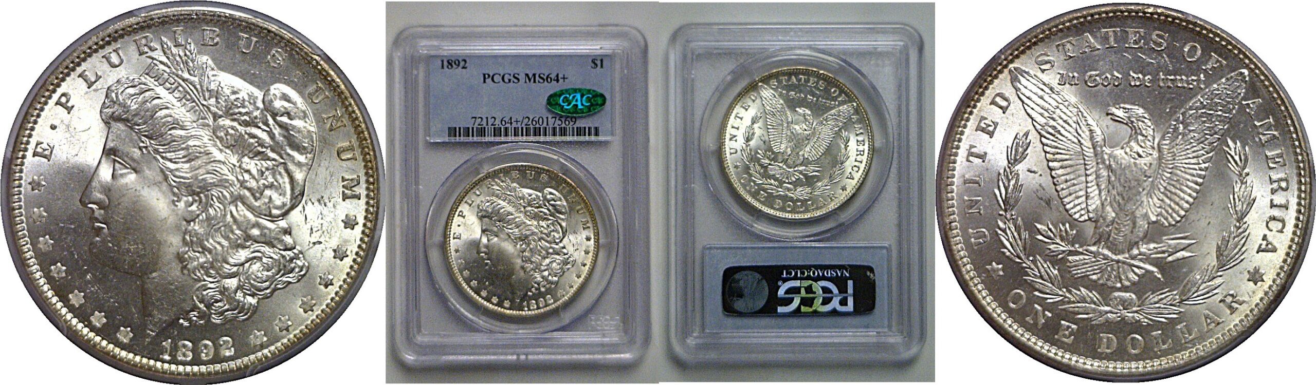 1892 Morgan Dollar   PCGS MS-64+ CAC