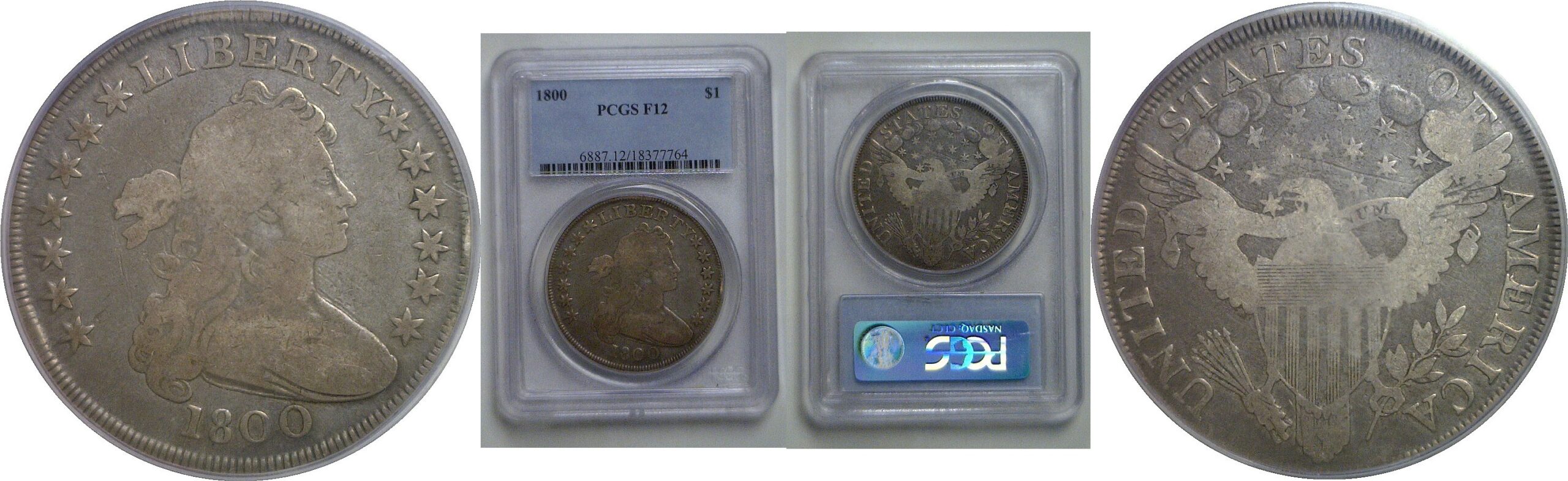 1800 Bust Dollar   PCGS F-12