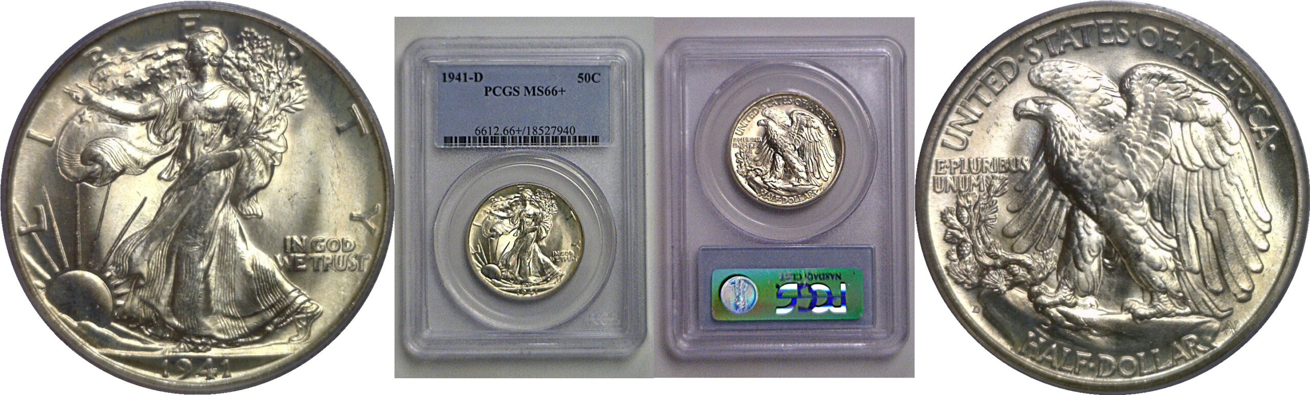 1941-D Walking Liberty Half Dollar   PCGS MS-66+