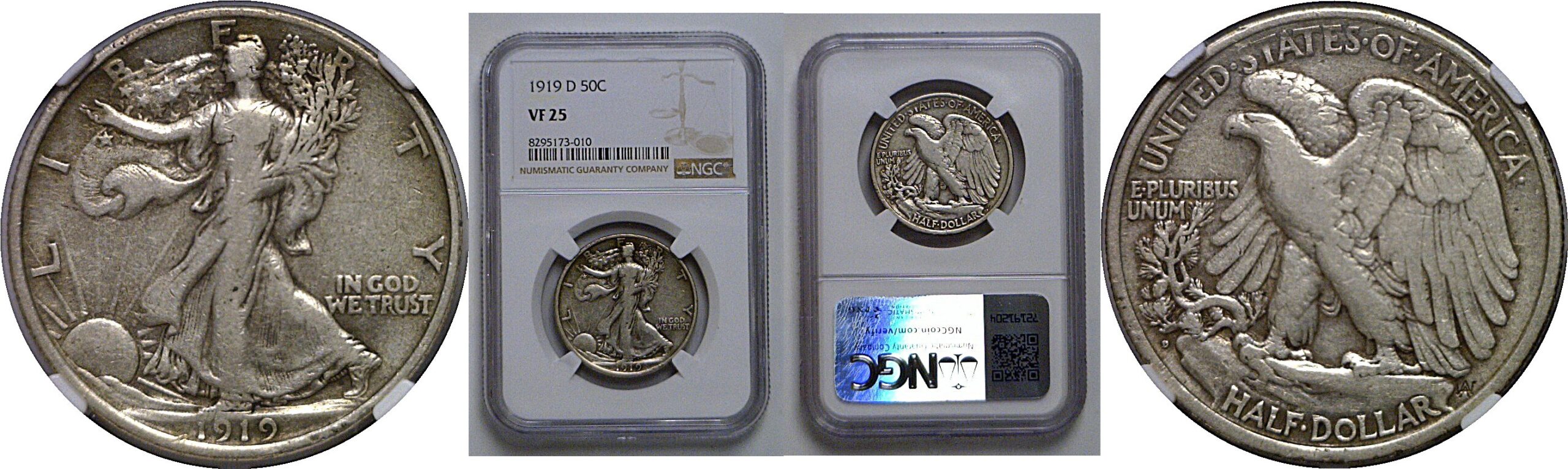 1919-D Walking Liberty Half Dollar   NGC VF-25