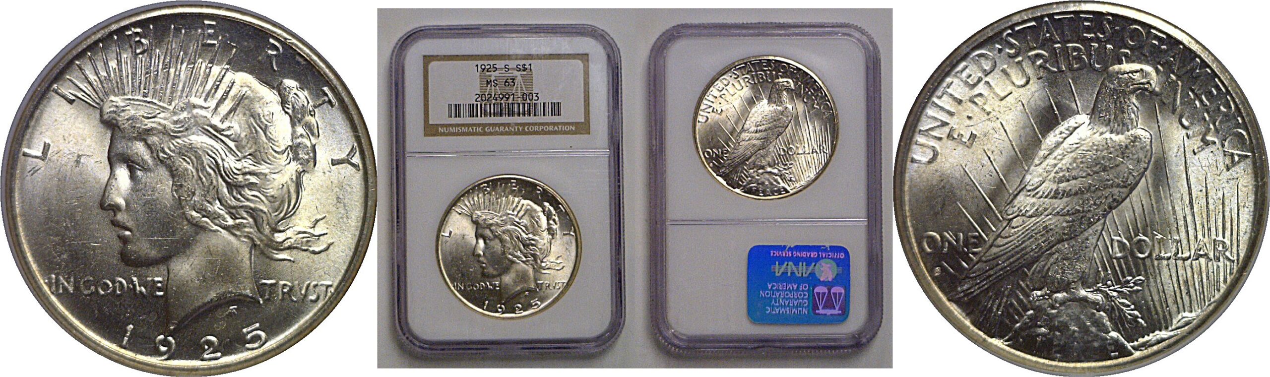 1925-S Peace Dollar    NGC MS-63