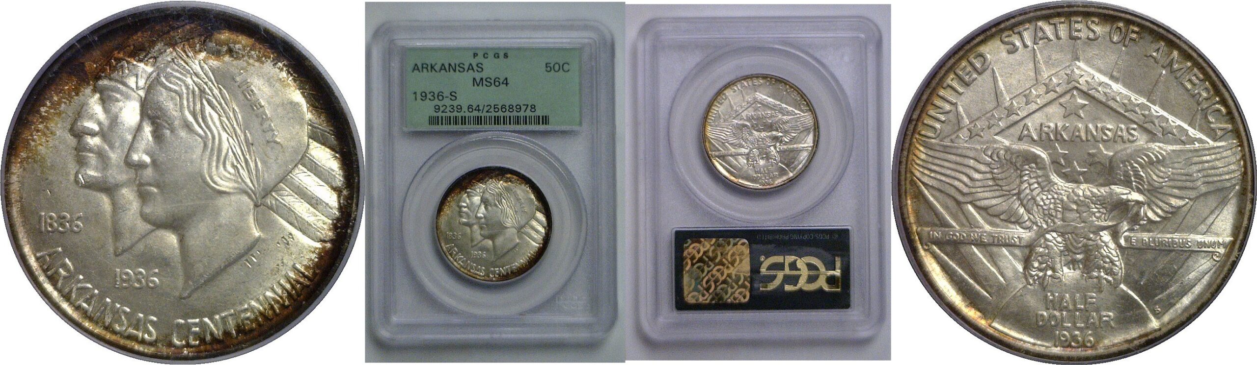 1936-S Arkansas Commemorative Half Dollar   PCGS MS-64