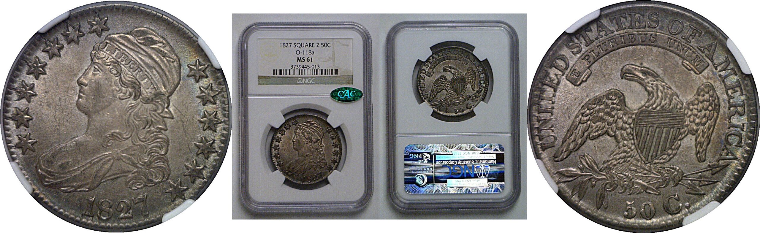 1827 Bust Half Dollar   NGC MS-61  CAC