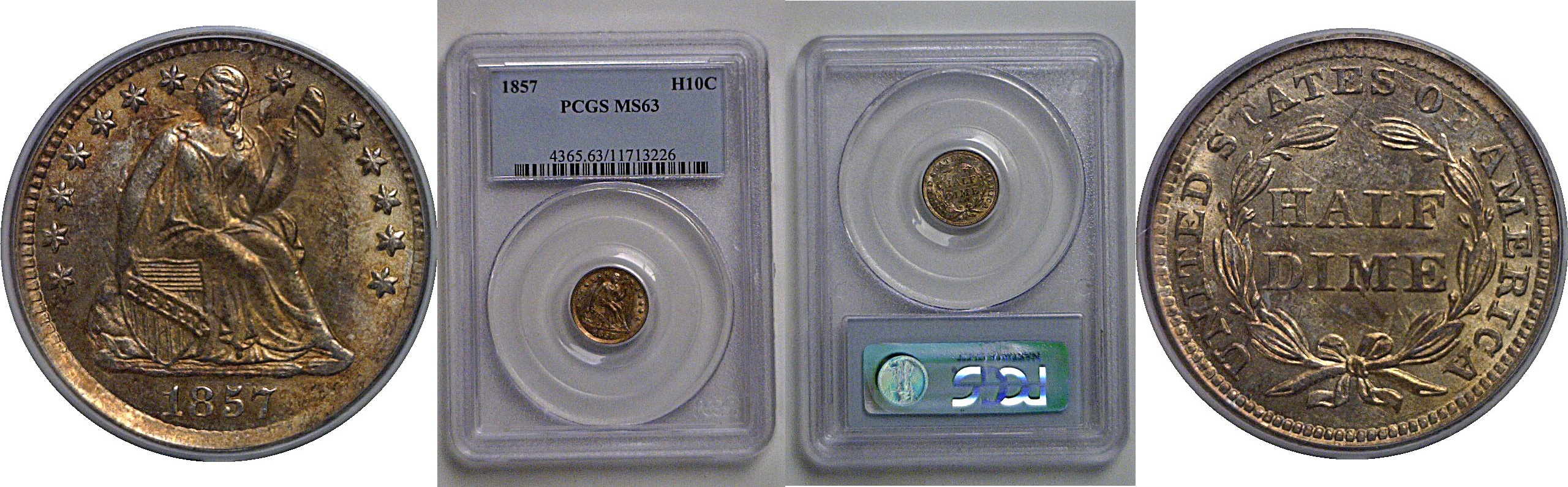 1857 Seated Liberty Half Dime   PCGS MS-63