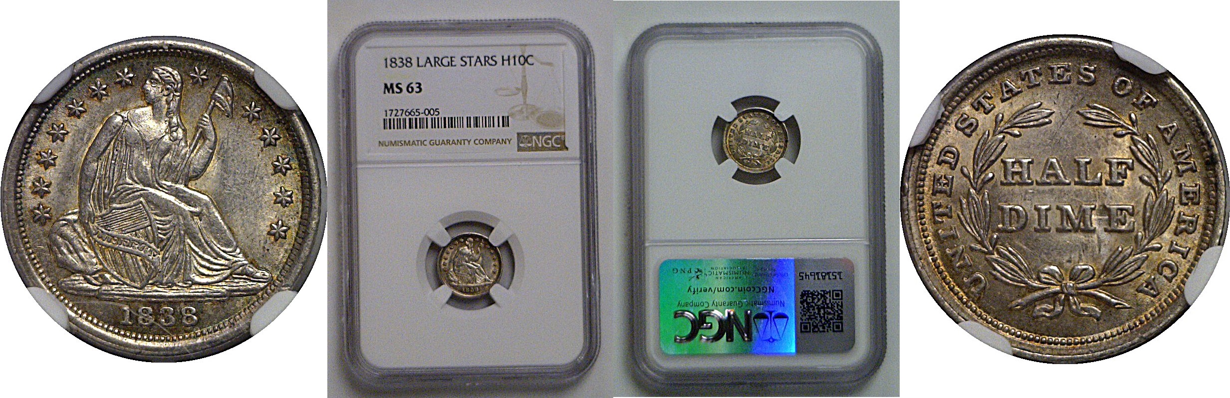 1838 Seated Liberty Half Dime   NGC MS-63