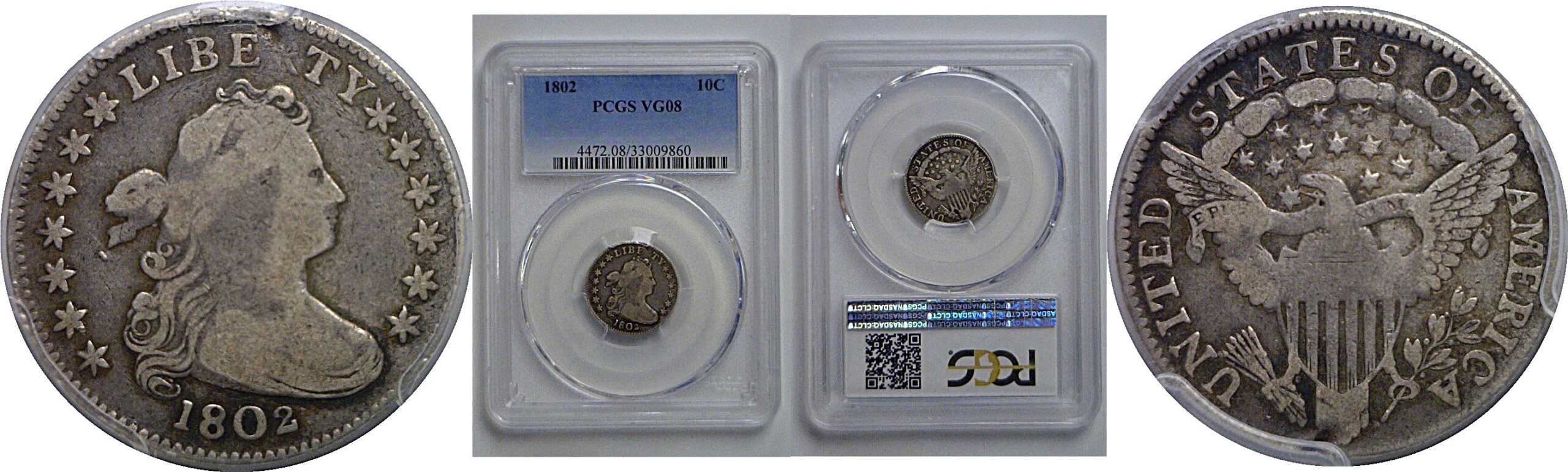 1802 Bust Dime   PCGS VG-8