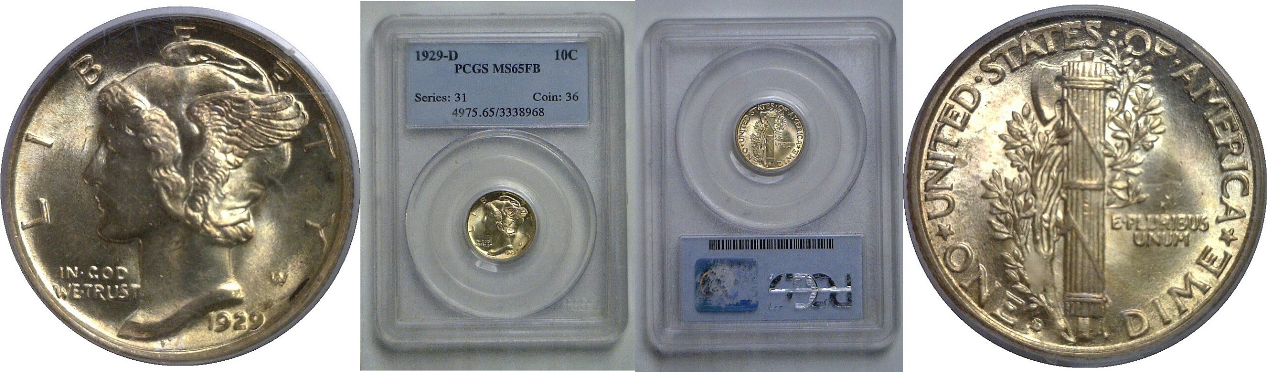 1929-D Mercury Dime   PCGS MS-65 FB