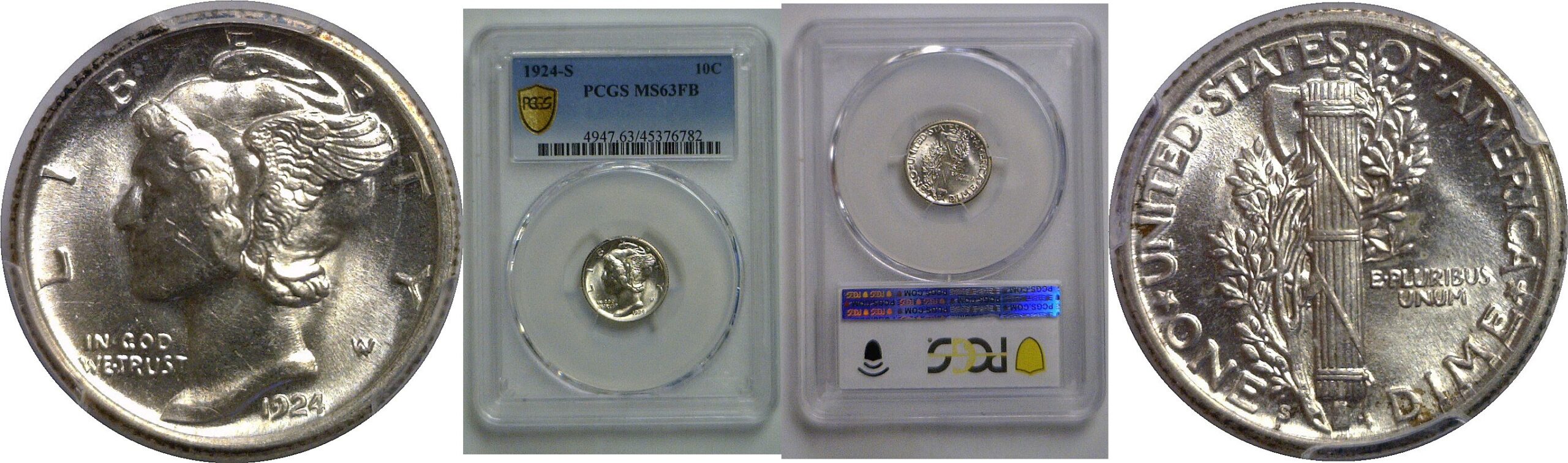 1924-S Mercury Dime   PCGS MS-63 FB