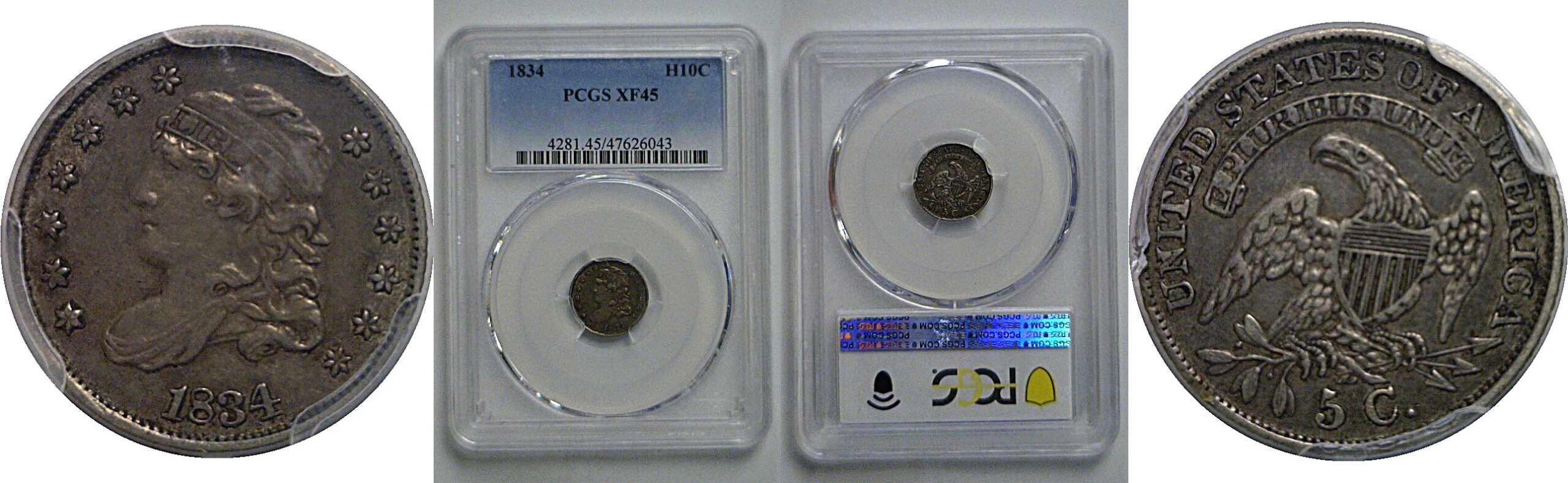1834 Bust Half Dime   PCGS XF-45
