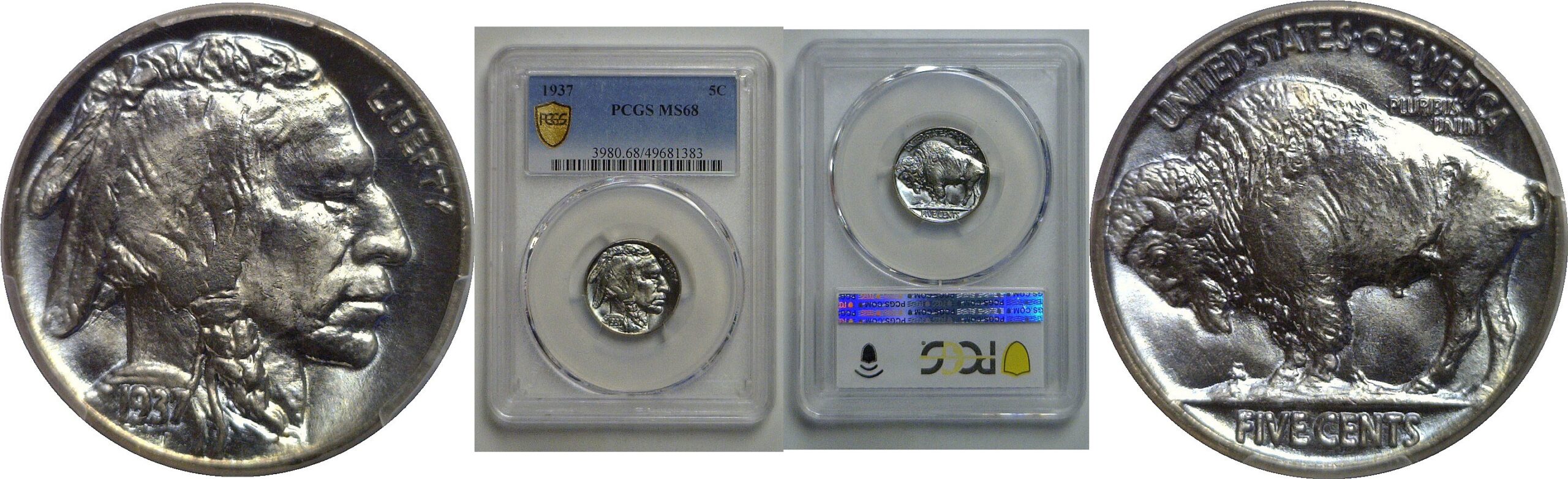 1937 Buffalo Nickel   PCGS MS-68