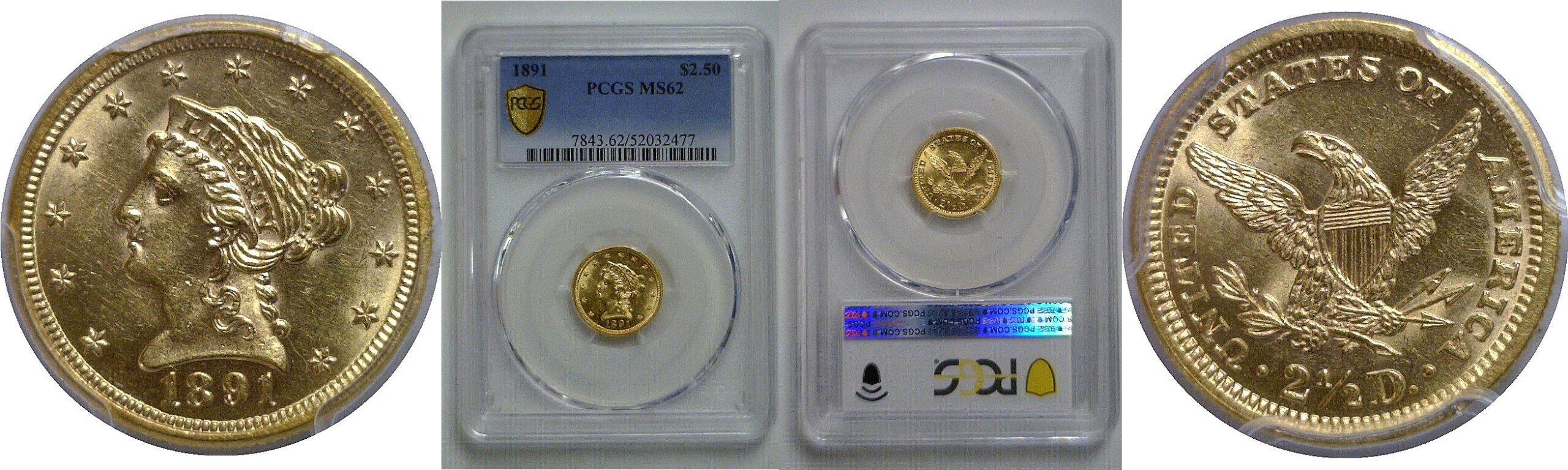 1891 $2 1/2 Liberty   PCGS MS-62