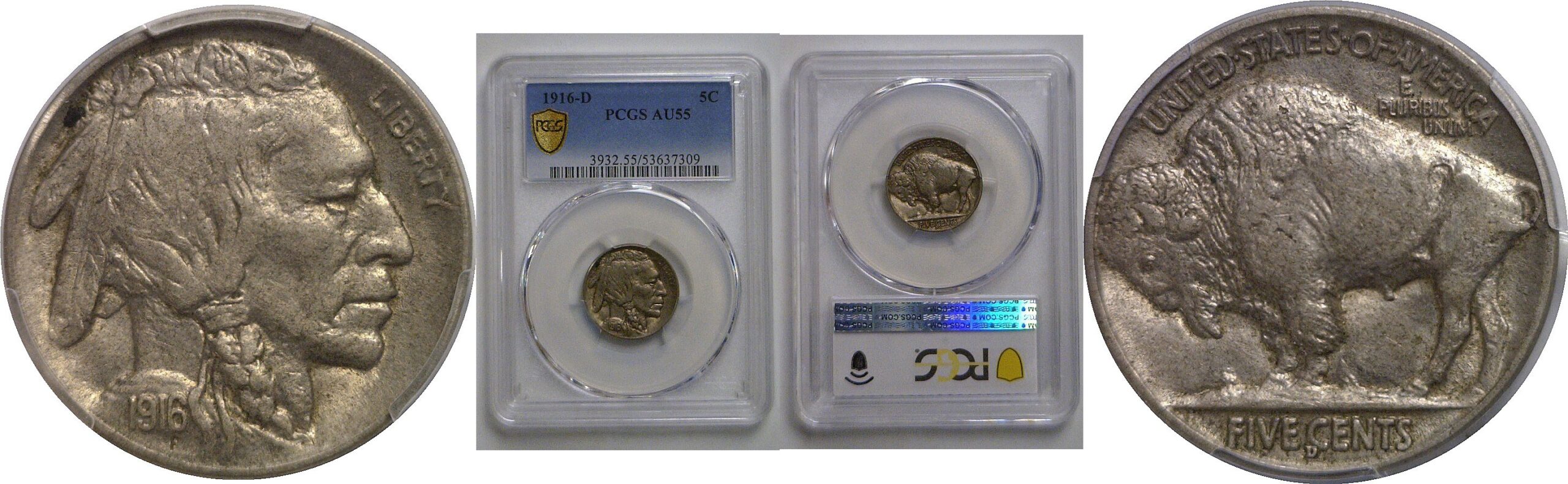 1916-D Buffalo Nickel   PCGS AU-55