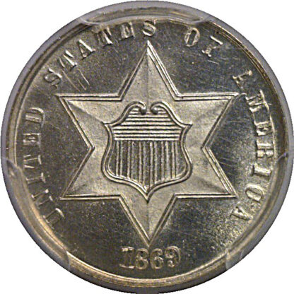 1869/'8' Silver Three Cent   PCGS MS-66 PL - Image 2