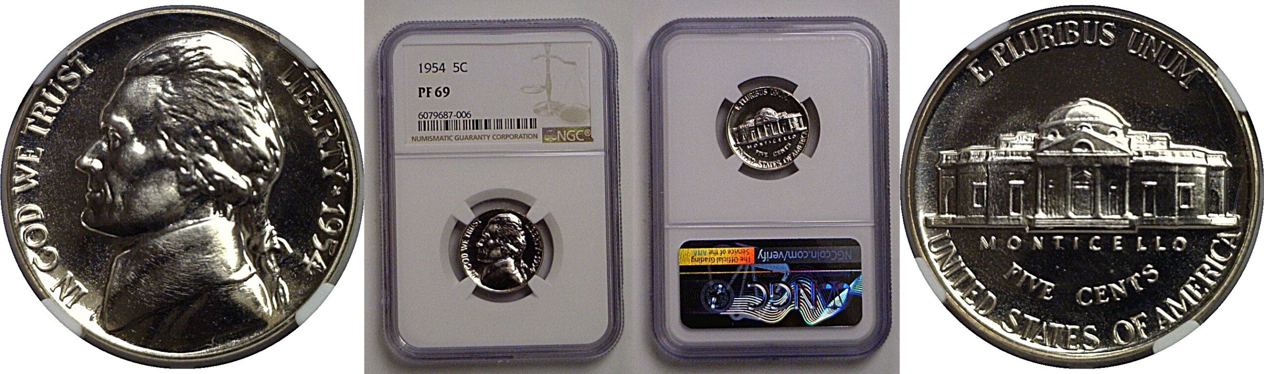 1954  Jefferson Nickel   NGC PR-69