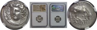 4th Century BC  GREEK Thessaly Silver Drachm NGC Ch XF