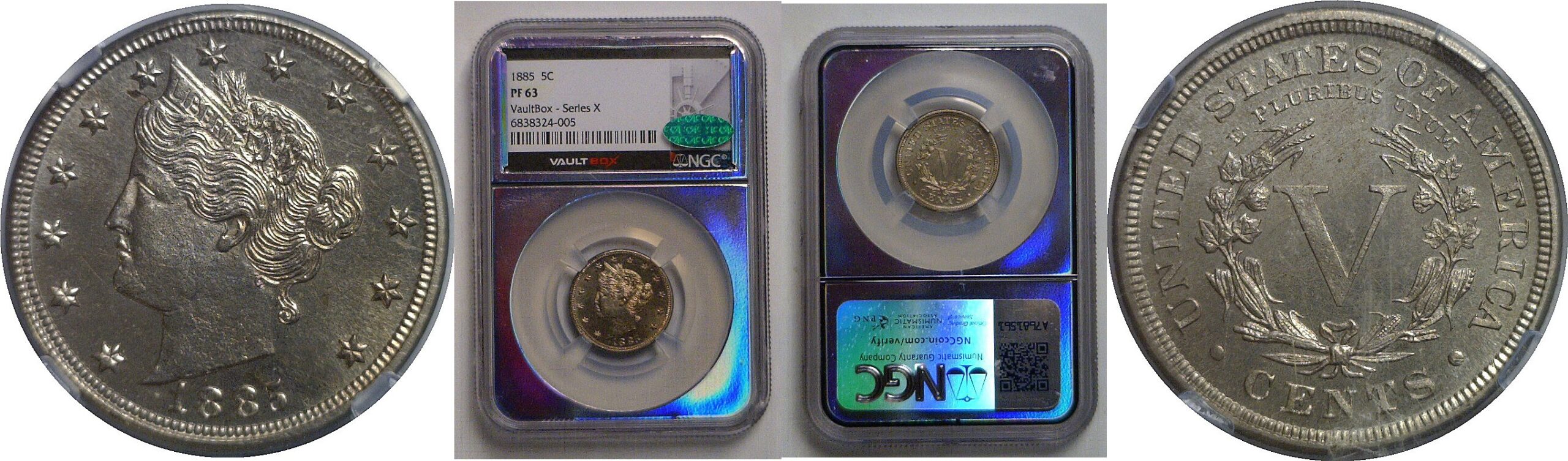 1885 Liberty Nickel   NGC PF-63  CAC