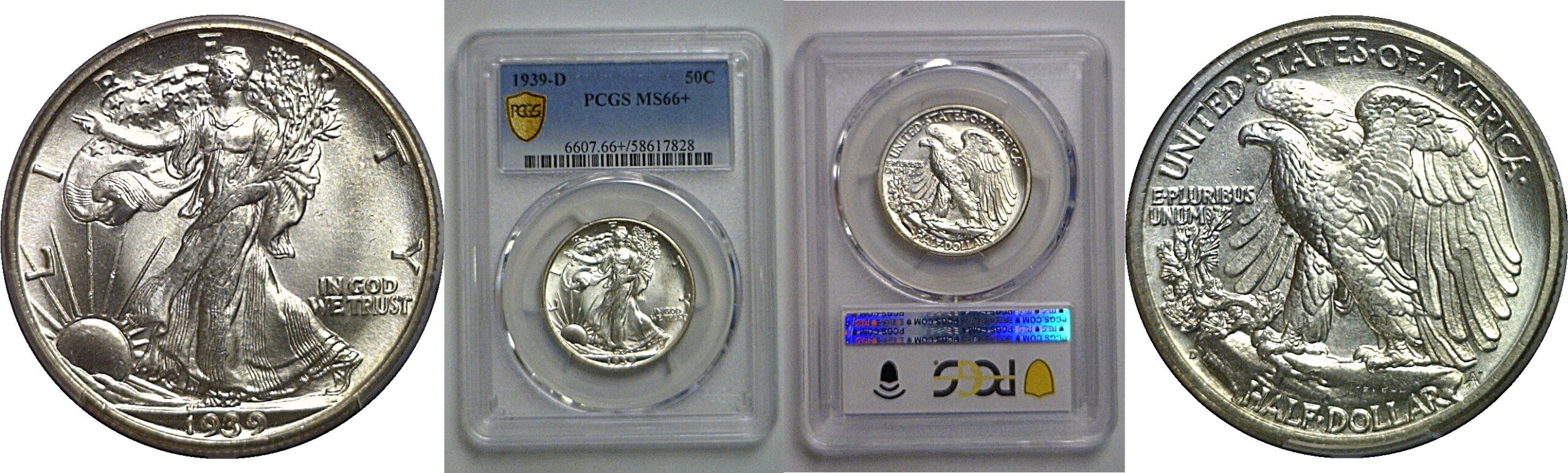1939-D Walking Liberty Half Dollar   PCGS MS-66+