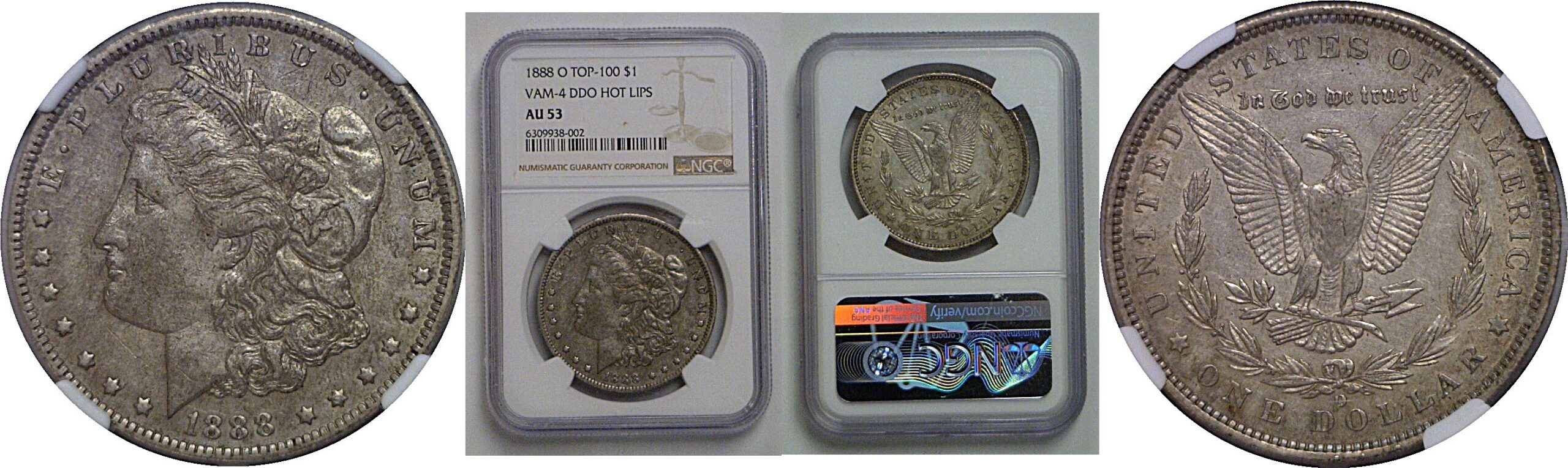 1888-O Doubled Die Obverse  Morgan Dollar   NGC AU-53