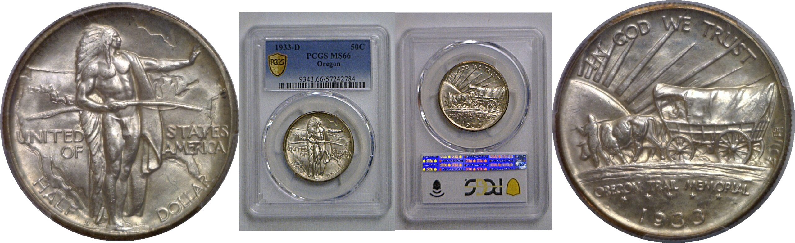 1933-D Oregon Trail Commemorative Half Dollar   PCGS MS-66