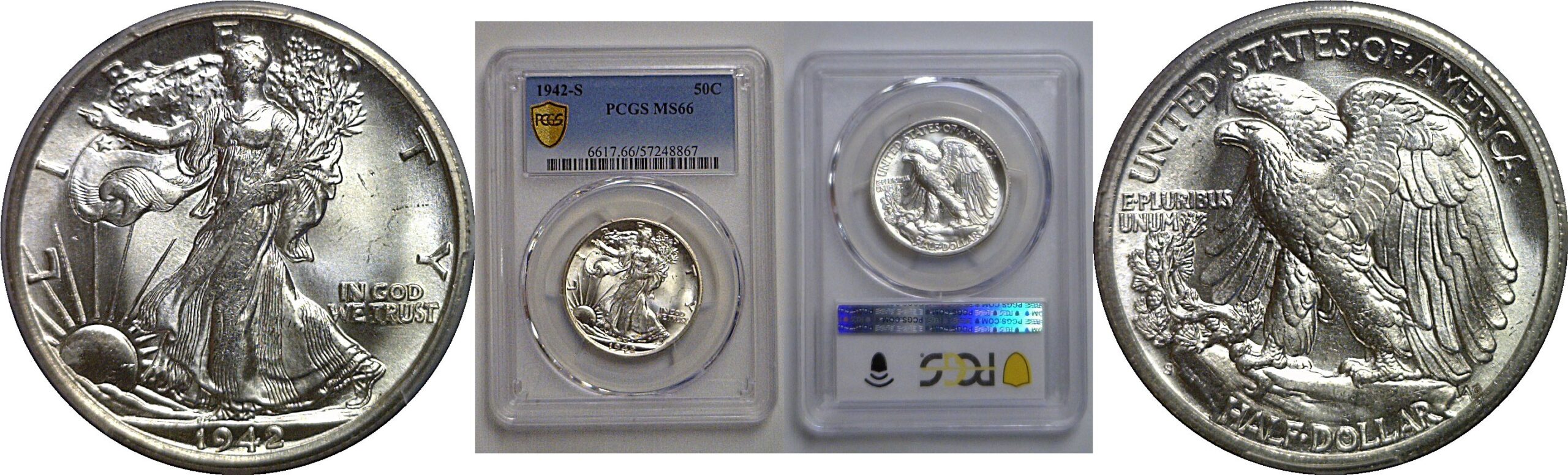 1942-S Walking Liberty Half Dollar   PCGS MS-66