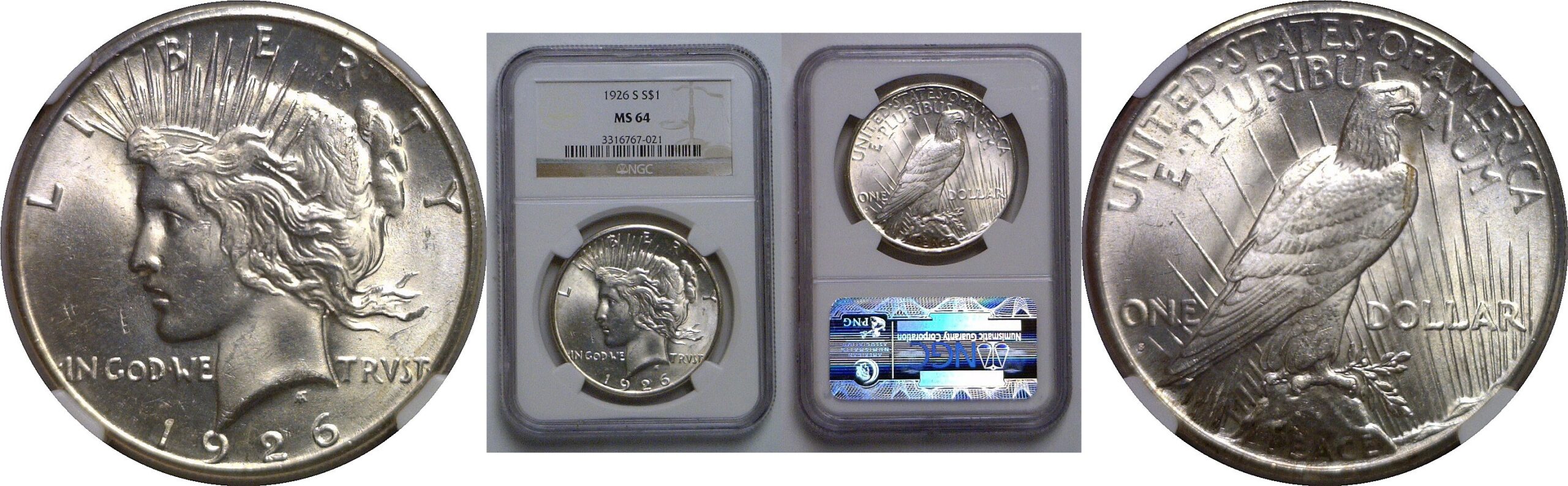 1926-S Peace Dollar   NGC MS-64