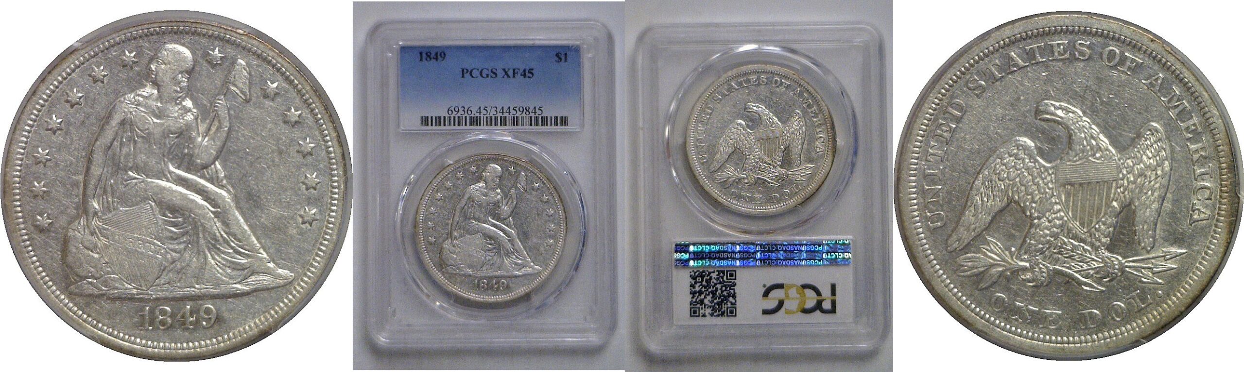 1849 Seated Liberty Dollar   PCGS XF-45