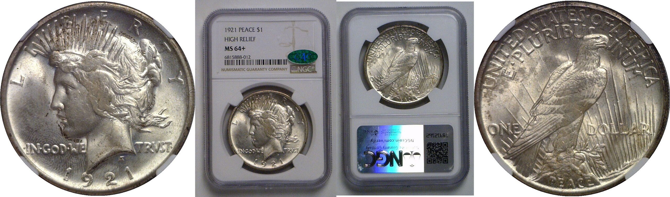 1921 Peace Dollar   NGC MS-64+  CAC