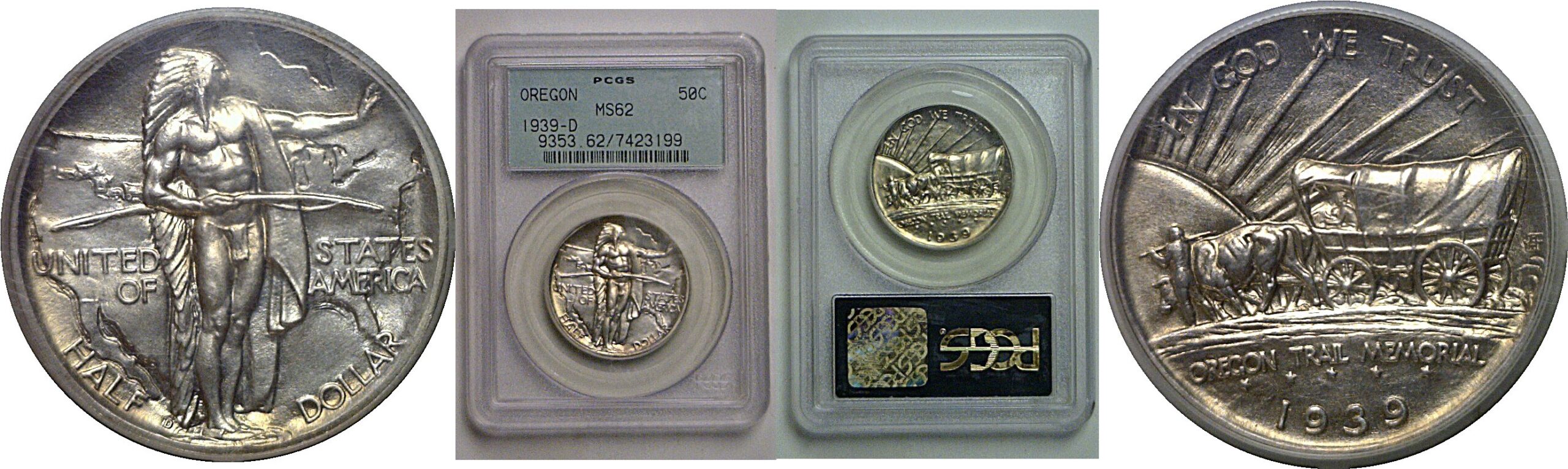 1939-D Oregon Trail Commemorative Half Dollar   PCGS MS-62
