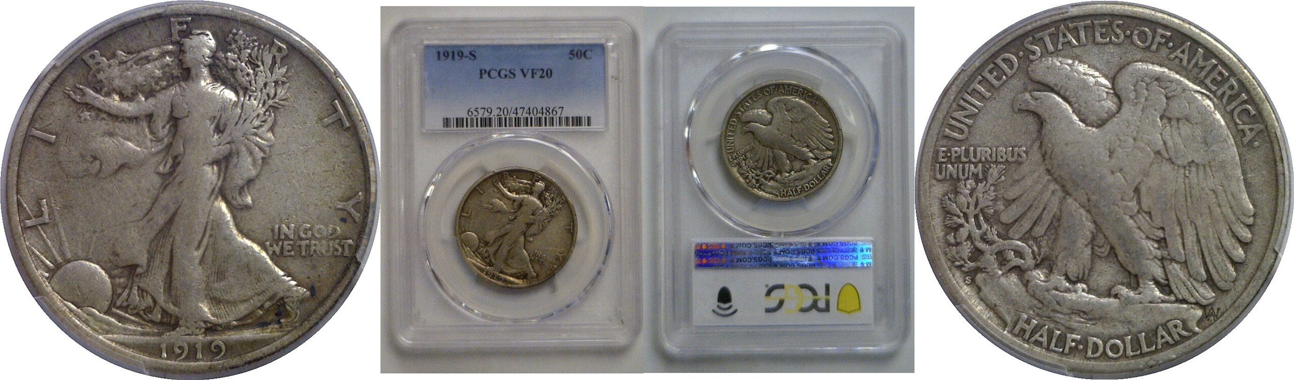 1919-S Walking Liberty Half Dollar   PCGS VF-20