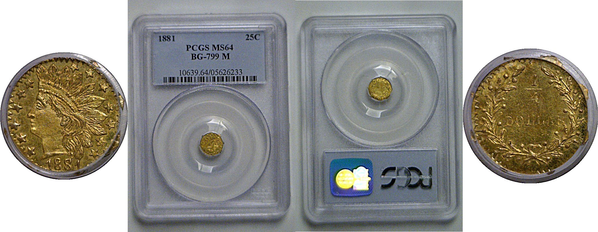 1881 25c  California Fractional Gold  BG-799M   PCGS MS-64