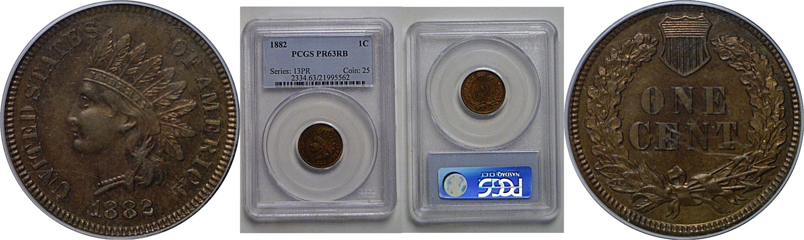 1882 Indian Head Cent   PCGS PR-63 RB