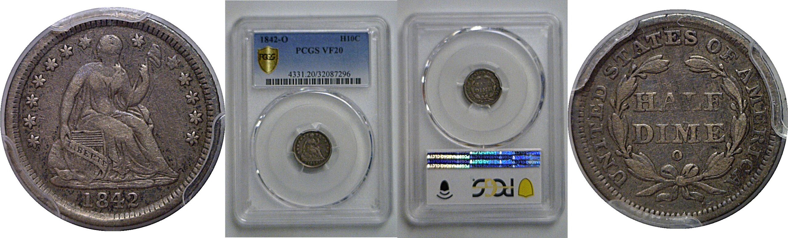 1842-O  Seated Liberty Half Dime   PCGS VF-20