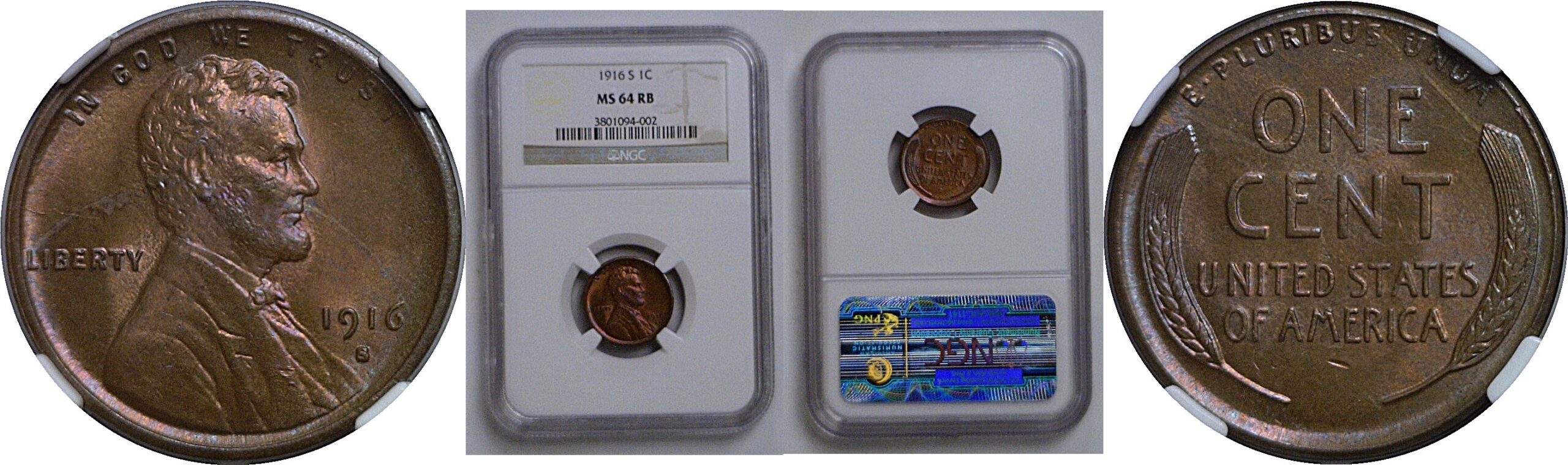 1916-S Lincoln Cent   NGC MS-64 RB