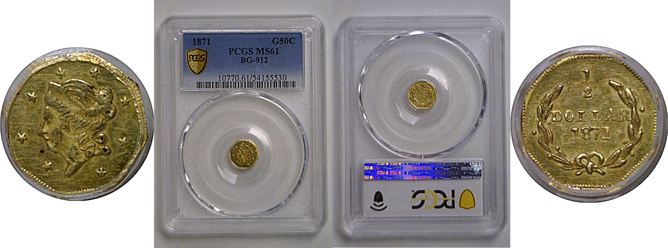 1871 50c  California Fractional Gold  BG-912   PCGS MS-61