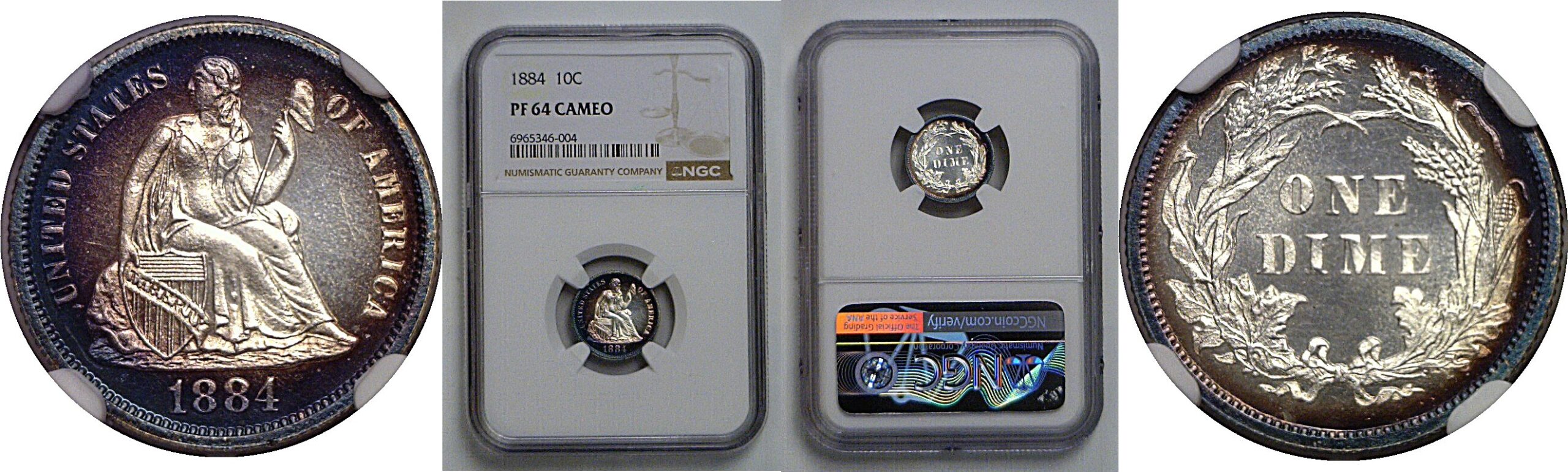 1884 Seated Liberty Dime   NGC PF-64 Cameo