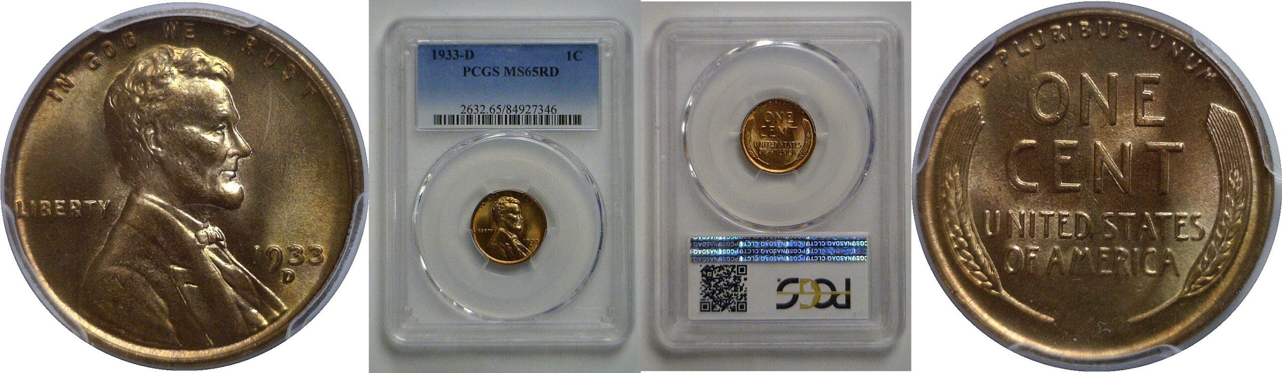1933-D Lincoln Cent   PCGS MS-65 RD