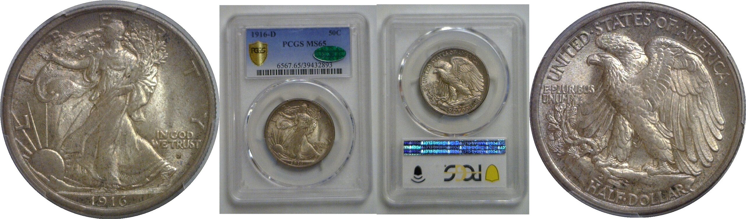 1916-D Walking Liberty Half Dollar   PCGS MS-65  CAC