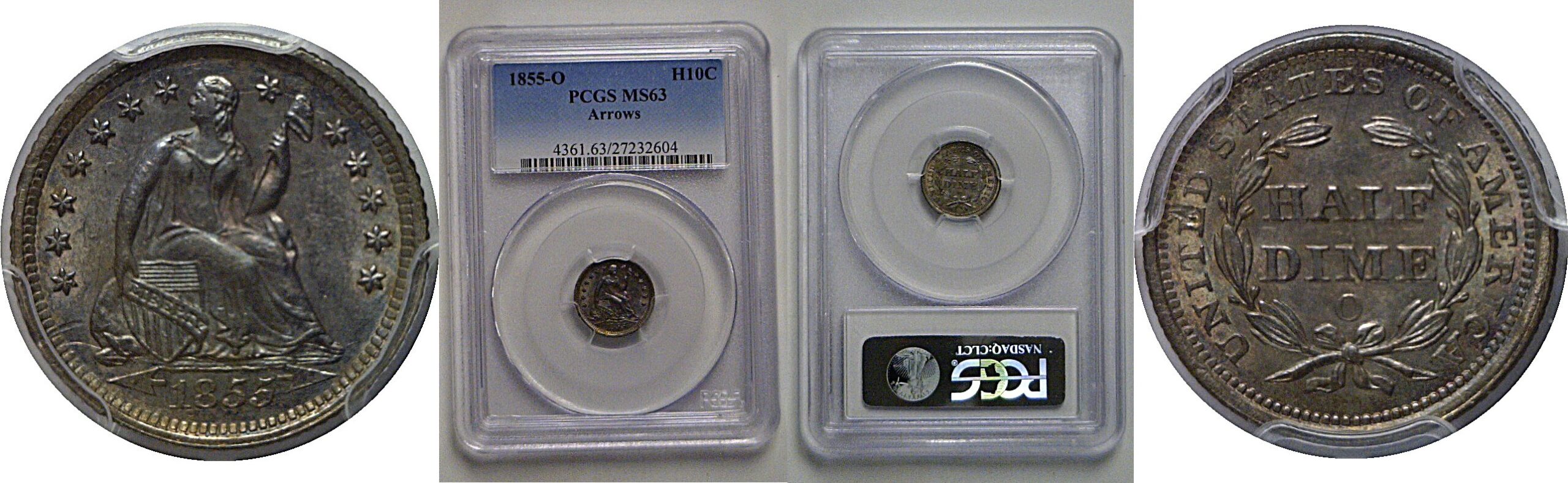 1855-O Seated Liberty Half Dime   PCGS MS-63