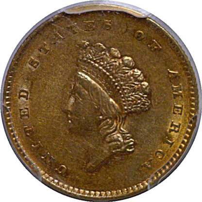 1854 T-2  One Dollar Gold Coin   PCGS AU-55  CAC - Image 2