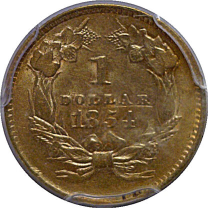 1854 T-2  One Dollar Gold Coin   PCGS AU-55  CAC - Image 3